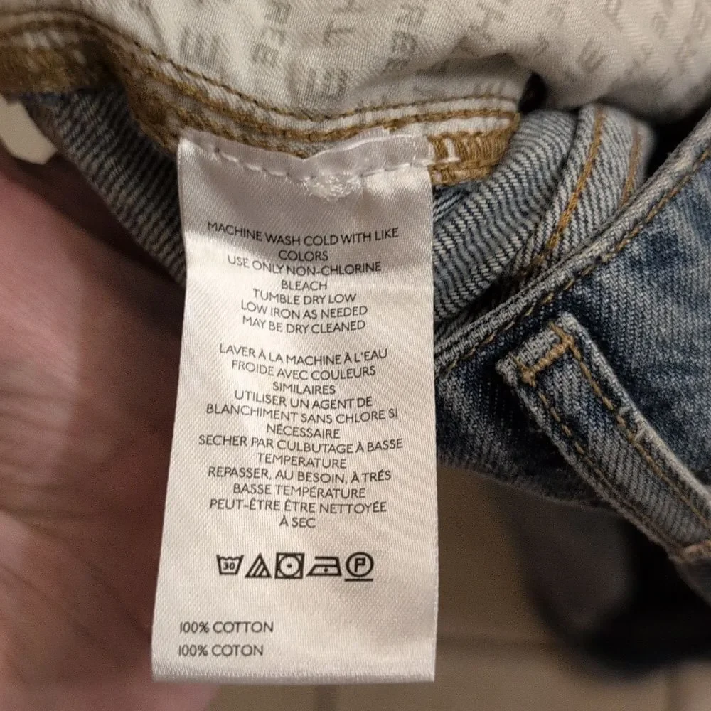 Free People Aster Straight Jeans Relaxed Fit Blue Denim Size 28